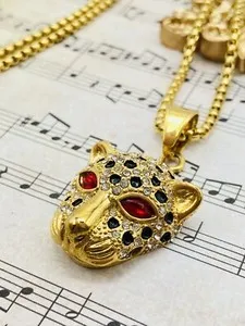 Authentic Panther's Enigmatic Whisper: 18K Gold Plated Crystal Charm