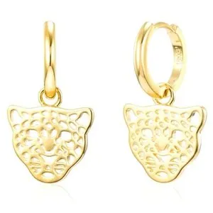 Authentic Women's Earrings Gold Plated Leopard 18 Karat 750 GOLD Waterproof O6026D