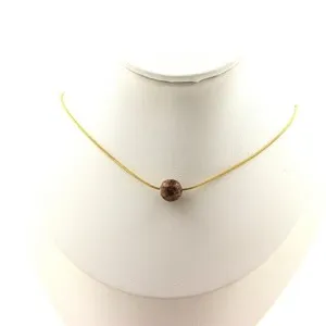 Authentic Leopard Jasper 8 Mm Pearl Necklace. Gold Plated Chain