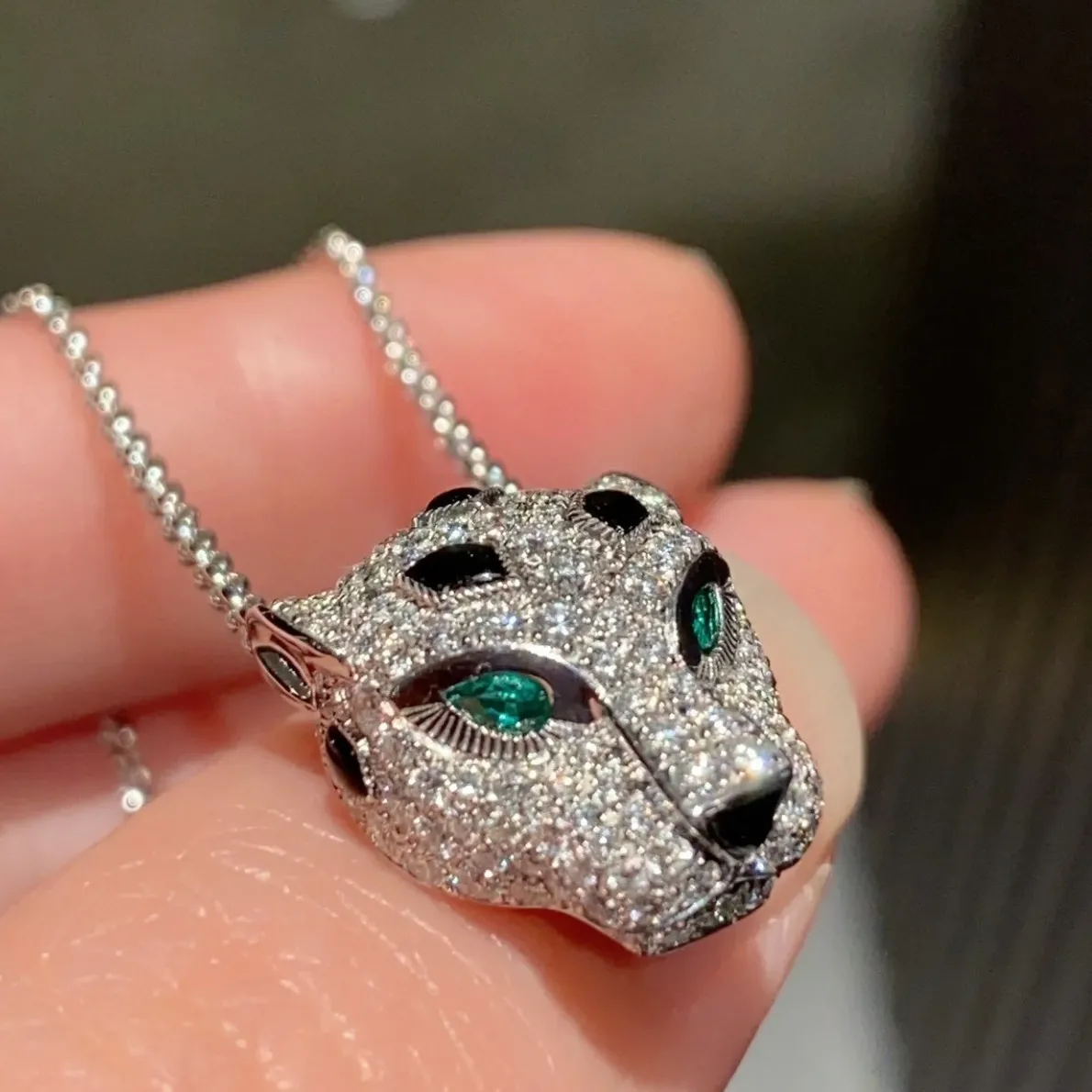 Authentic The Obsidian Stalker: 925 Silver & Diamond Panther Amulet