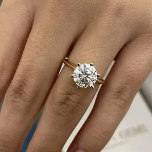 Authentic 1.50 Ct Round Cut IGI Certified Lab Grown Diamond Ring 14Kt Yellow Gold Plated