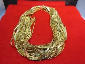 Authentic The Quintet of Radiant Solar Streams: 14kt Gold-Plated Herringbone Chains