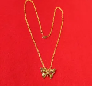 Authentic 14KT GOLD PLATED BUTTERFLY CHARM PENDANT WITH 20 INCH CHAIN NECKLACE- 2141