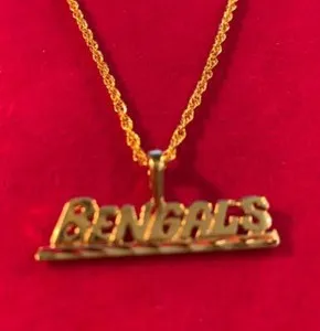 Authentic 14 KT GOLD PLATED BENGALS TEAM CHARM AND 16"-30" 14KT GOLD PLATED ROPE CHAIN