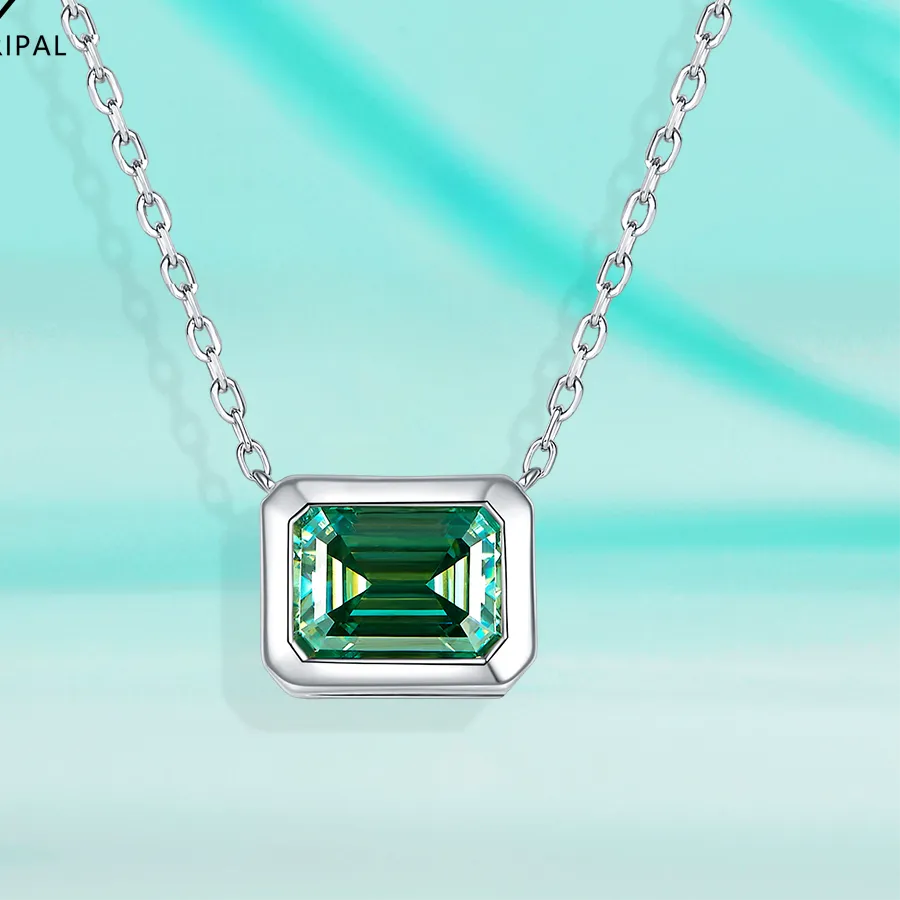 Authentic HORRIPAL D VVS1 2CT Emerald Moissanite Pendant Necklace for Women GRA 925 Sterling Silver Adjustable Chain Fine Jewelry