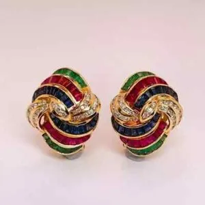 Authentic Emerald's Radiant Protection: 4.00Ct Lab-Created Sapphire Diamond Earrings in 14K Gold Plated Harmony