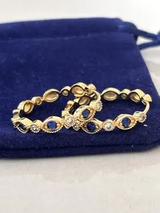 Authentic Gold Plated Sterling Silver Blue CZ Huggie Hoop Earrings Sapphire Blue 925
