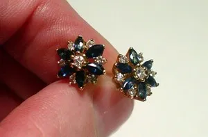 Authentic 14k Yellow Gold Plated 2Ct Lab Created Marquise Blue Sapphire Stud Earring Women