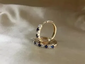 Authentic Mystic Sapphire Hoop Earrings - 14K Gold-Plated Blue Energy