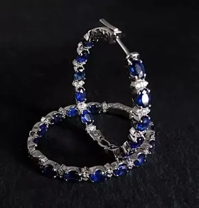 Authentic Mystic Sapphire Huggie Hoops - 14K White Gold Plated Protection