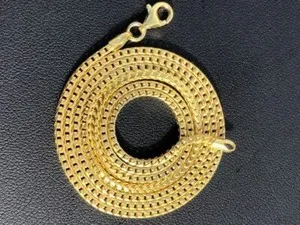 Authentic Men's Franco Chain Real 14K Gold Plated Solid 925 Sterling Silver 2mm ITALY MADE