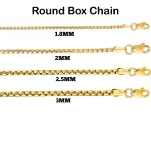 Authentic 14K Gold Plated 925 Sterling Silver Round Box Link Chain Necklace Italian Made