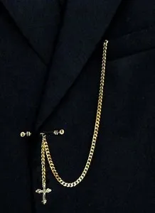 Authentic Eternal Cross: Gold‑Plated Pocket Watch Chain