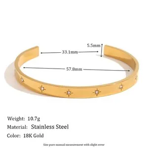 Authentic Gold Plated Moon Octagonal Star Bracelet Inlaid Cubic Zirconia