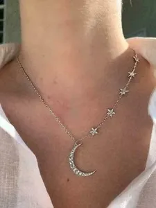 Authentic Moonlit Serenade: Celestial Harmony in 14K White Gold