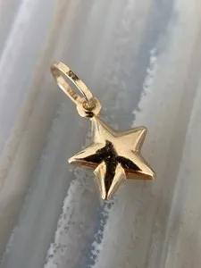 Authentic Radiant Celestial Puffy Star Talisman in 14K Gold Plate