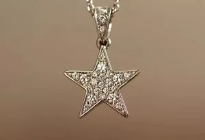Authentic 1.50Ct Round Cut Lab Created Diamond Star Pendant Necklace 14k White Gold Plated
