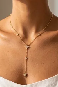 Authentic Celestial Guide 18K Gold Plated North Star Lariat Necklace