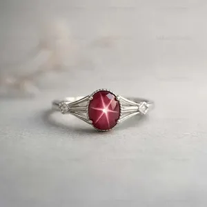 Authentic Lab Created Star Red Ruby Ring, Base Metal: Finish: Gold Plated