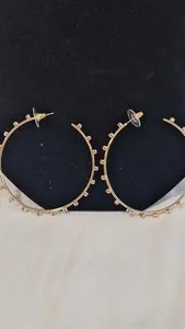 Authentic Lot 2 Gold Tone Yellow Gold Plated Crystal Hoop Earrings, Pink & Star Dangle