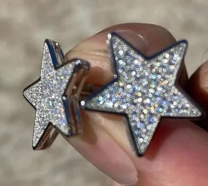 Authentic 2.00Ct Round Lab Created Diamond Women's Star Stud Earring 14K White Gold Plated