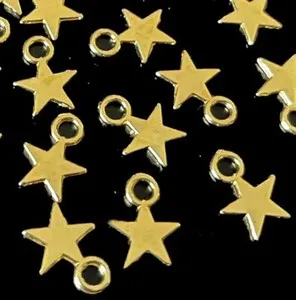 Authentic 20 Star Charms Gold Plated Pewter 8x11mm