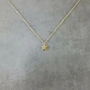 Authentic Simple Star GOLD Plated Necklace in Box Shiny Charm Celestial Luck Wish Sky