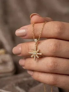 Authentic 18K Gold Plated Dainty Star Charm Pendant Necklace for Women Waterproof