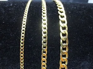 Authentic 3/5/7mm GOLD PLATED CURB CUBAN CHAIN NECKLACE 18"-60"-GOLD