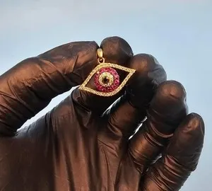 Authentic Evil Eye Protection Talisman - Red Ruby Aura Balancing 14k Gold Plated Pendant