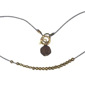 Authentic 14K Gold plated Beads on Purple chord w/ Single Rudraksha Bodhi Seed Bracelet