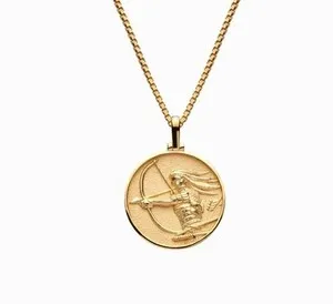 Authentic Amulet of the Mythic Sovereign: 18K Gold-Plated Greek Coin & Mulan Goddess Pendant