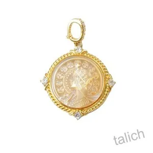 Authentic 18K Gold Plated Sterling Silver Mother of Pearl Cameo Zodiac Goddess Pendant
