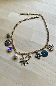 Authentic Women’s Jewelry Gold Plated Goddess Multiple Symbolic Charms Necklace