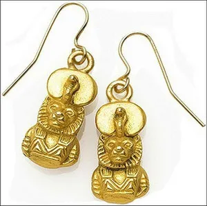 Authentic Radiant Sekhmet: The Lioness of Solar Fire Gold Earrings