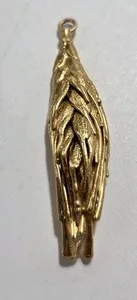 Authentic Demeter's Harvest: Artisan Gold‑Plated Wheat Pendant (1.75")