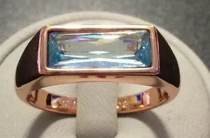 Authentic The Deco Goddess Rose Gold and Aquamarine Ring SZ 11