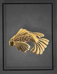 Authentic Celestial Koi Guardian Pin: Laurel Burch 1980s Gold‑Plated Brooch