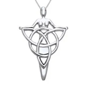 Authentic Radiant Triquetra Danu Goddess Talisman in 14K White Gold Finish