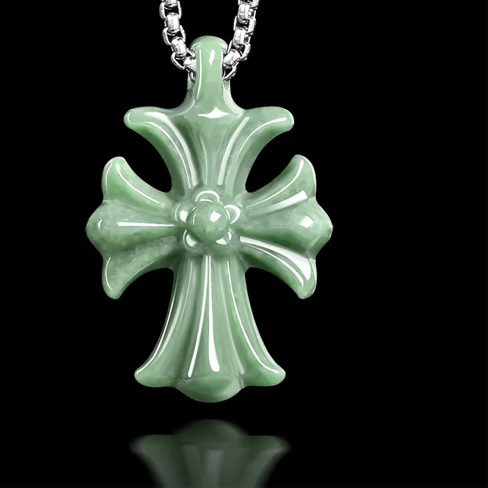 Authentic Guardian of Serenity: Burmese Jade Cross of Balance and Harmony