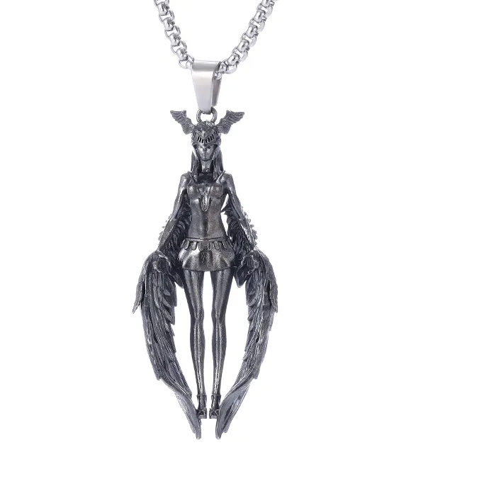 Authentic Fashionable Angel Wings Goddess Pendant Necklace for Men and Women Trendy Cool Jewelry