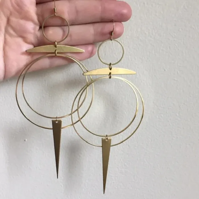 Authentic Lunar Embrace: Golden Goddess Crescent Hoops