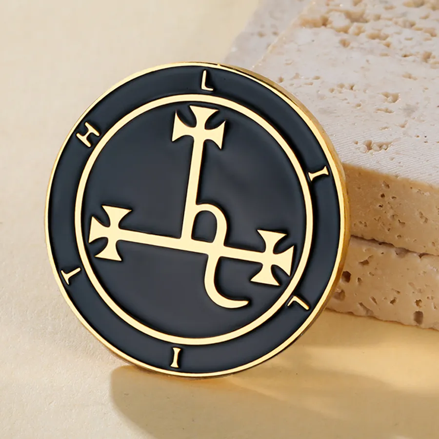 Authentic Dawapara Seal of Lilith Enamel Women Brooch Pins Mythology Goddess Protection Amulet Wicca Jewelry Accessory