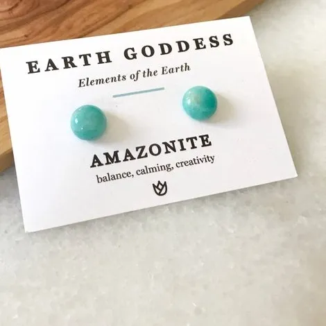 Authentic Amazonite Stud Earrings. Balance and Calming Jewelry. by Earth Goddess