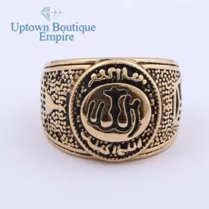 Authentic Muslim Allah Islamic Men's Gold Plated Band Ring Size:8-13#AJI