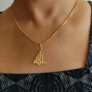 Authentic Allah Pendant handmade 22K Gold Plated Arabic calligraphy Islamic item