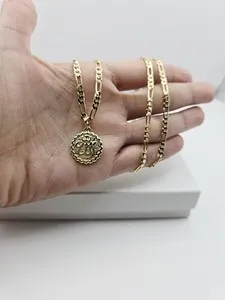 Authentic Celestial Gold-Plated Allah Pendant – 22″ Sacred Circle of Blessings