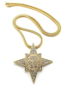 Authentic Radiant Seven-Star Allah Sacred Gold-Plated Talisman with Franco Chain