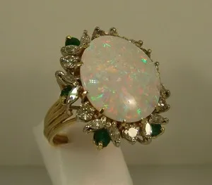 Authentic Natural Fire Opal Oval Cut Halo Engagement Ring 14K Yellow Gold Plated Silver