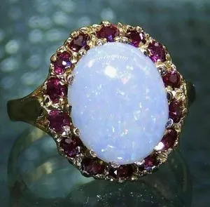 Authentic 3.10Ct Oval Cut Natural Fire Opal Halo Engagement Ring 14K Yellow Gold Plated